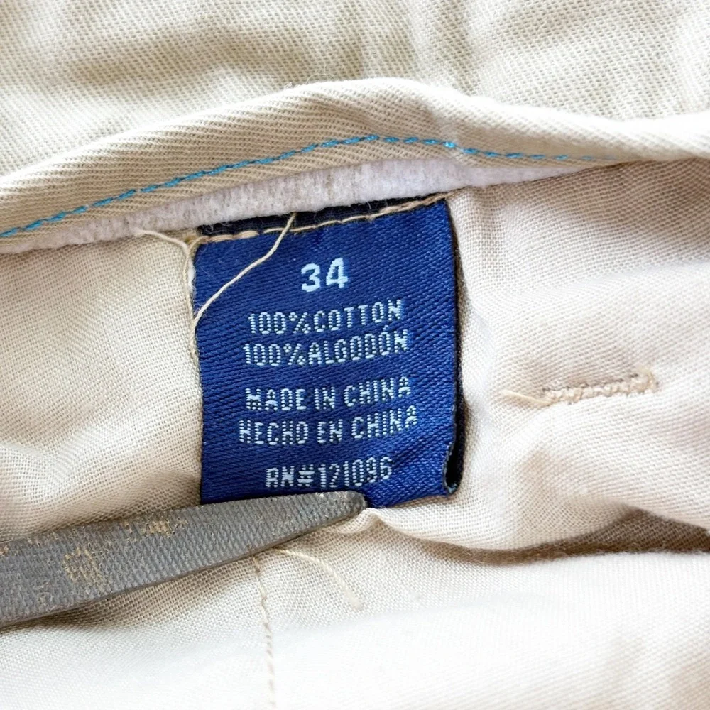 Charleston Threads Mens 34 Khaki Chino Shorts Golf Cart Embroidered Cotton